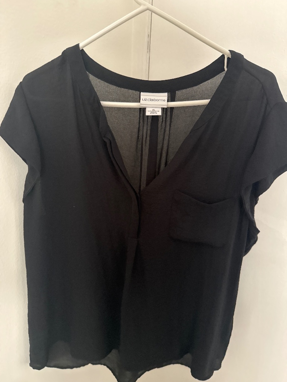 Liz Claiborne black sheer XL blouse